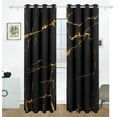 thumbnail image 2 of Coolnut Black and Gold Marble Texture Blackout Curtain for Bedroom, 2 Panels Thermal Insulated Blackout Drapes Long Darkening Curtains with Grommets,55"x 84", 2 of 5