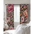 thumbnail image 3 of Pink Flowers Blackout Curtains, Light Blocking Print Window Curtains, Leopard Spot Vintage Floral Country Plants Thermal Insulated Window Drapes for Living Room Kitchen Cafe 2 Panels, 84"W x 84"L, 3 of 9