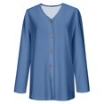 thumbnail image 4 of Women's Knit Cardigans Sweater Open Front Button Long Sleeve V-Neck Soft Coat Outwear Fall Winter Outfits New Open Front Cardigan Blue L, 4 of 5