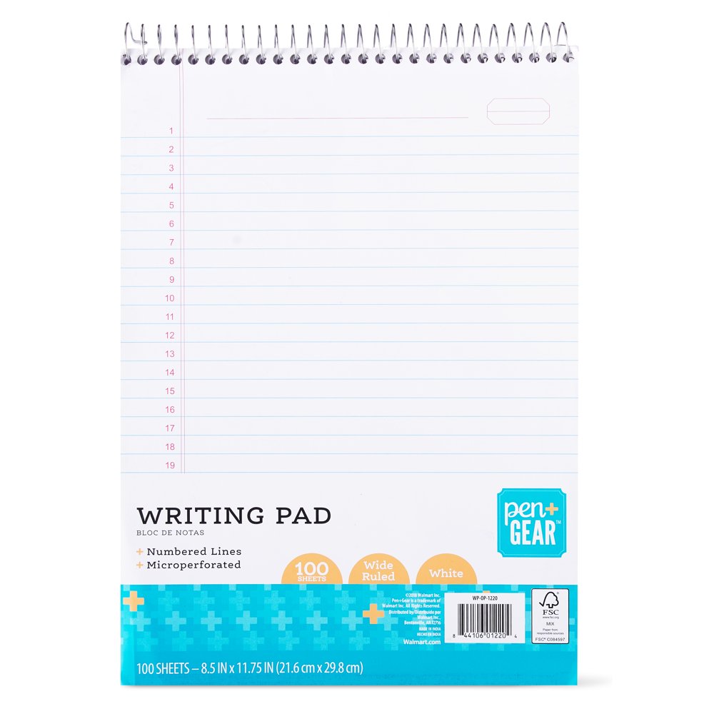 Pen + Gear Numbered Writing Pad, 100 Sheets