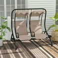 thumbnail image 5 of GVN Outdoor Porch Swings,Hanging Porch Swings,Modern 2-Seater Outdoor Patio Swing Chair, Porch Seats with Cup Holder and Removeable Canopy, Beige, 5 of 12