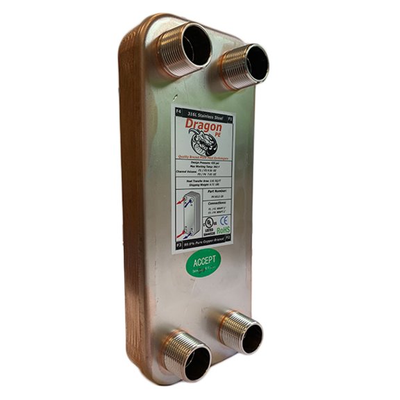 10 Brazed Plate Heat Exchanger, 20,000 BTU