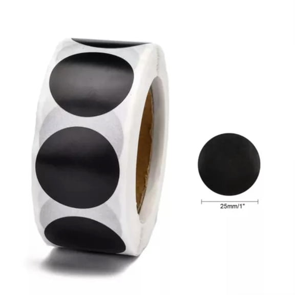 MATROOY 3-5pcs Assorted Stickers in Rolls Paper Labels Self-adhesive Decorative-Black-3 Rolls (1500 Labels)