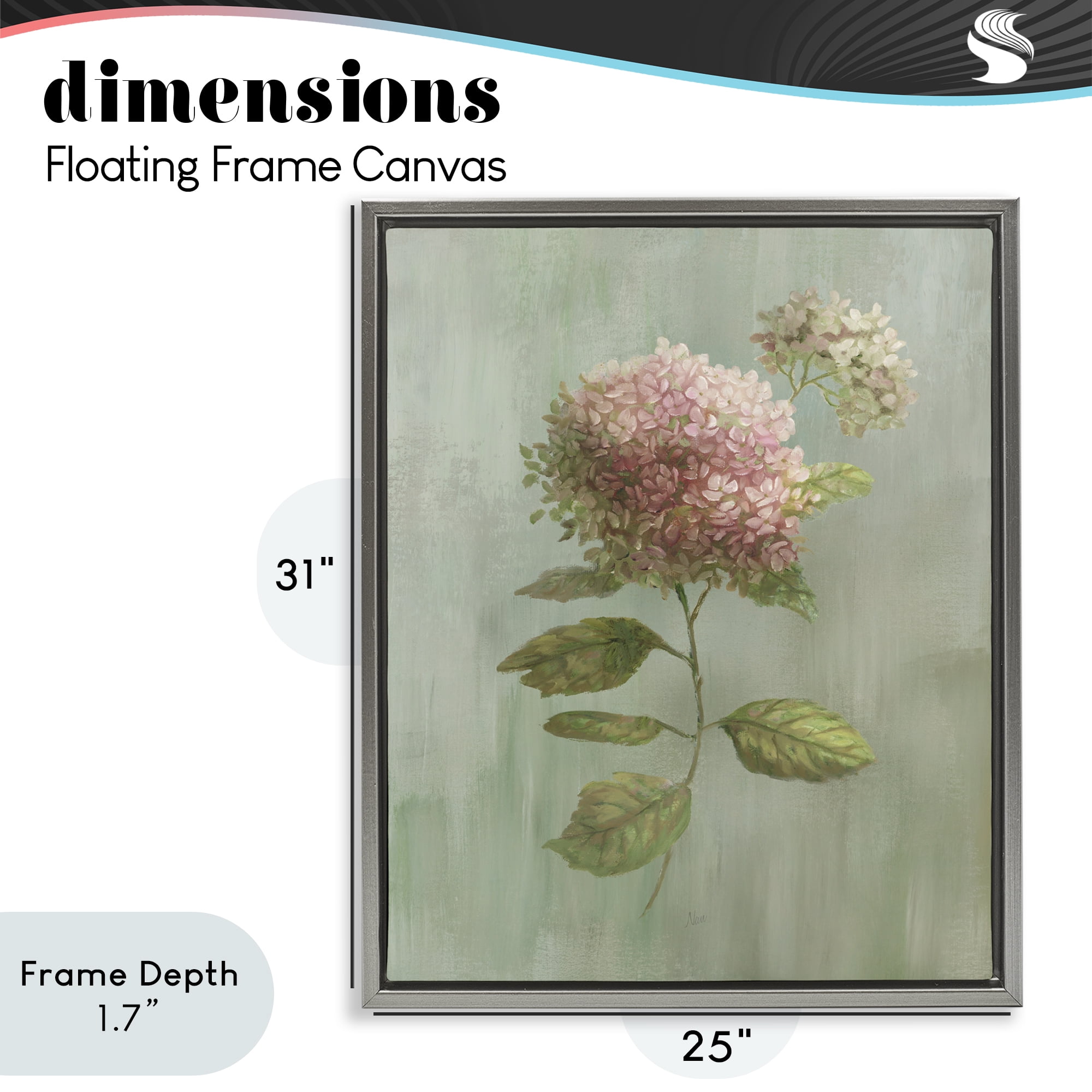 Stupell Industries Vintage Hydrangea Bushel Gray Framed Floater Canvas Wall Art, design by Nan