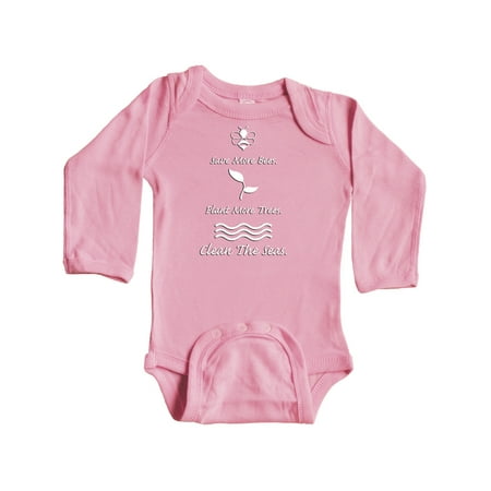 

Inktastic Save More Bees Plant More Trees Clean the Seas Gift Baby Boy or Baby Girl Long Sleeve Bodysuit