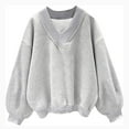 thumbnail image 2 of Ediodpoh Women's Solid Color Oversize V Neck Long Sleeve Pullover Sweatshirts for Women Top Grey XL, 2 of 5