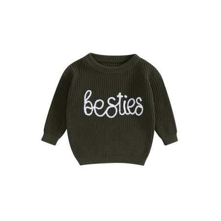 

Toddler Girls Long Sleeve Letter Embroidery Pullover Knit Sweater
