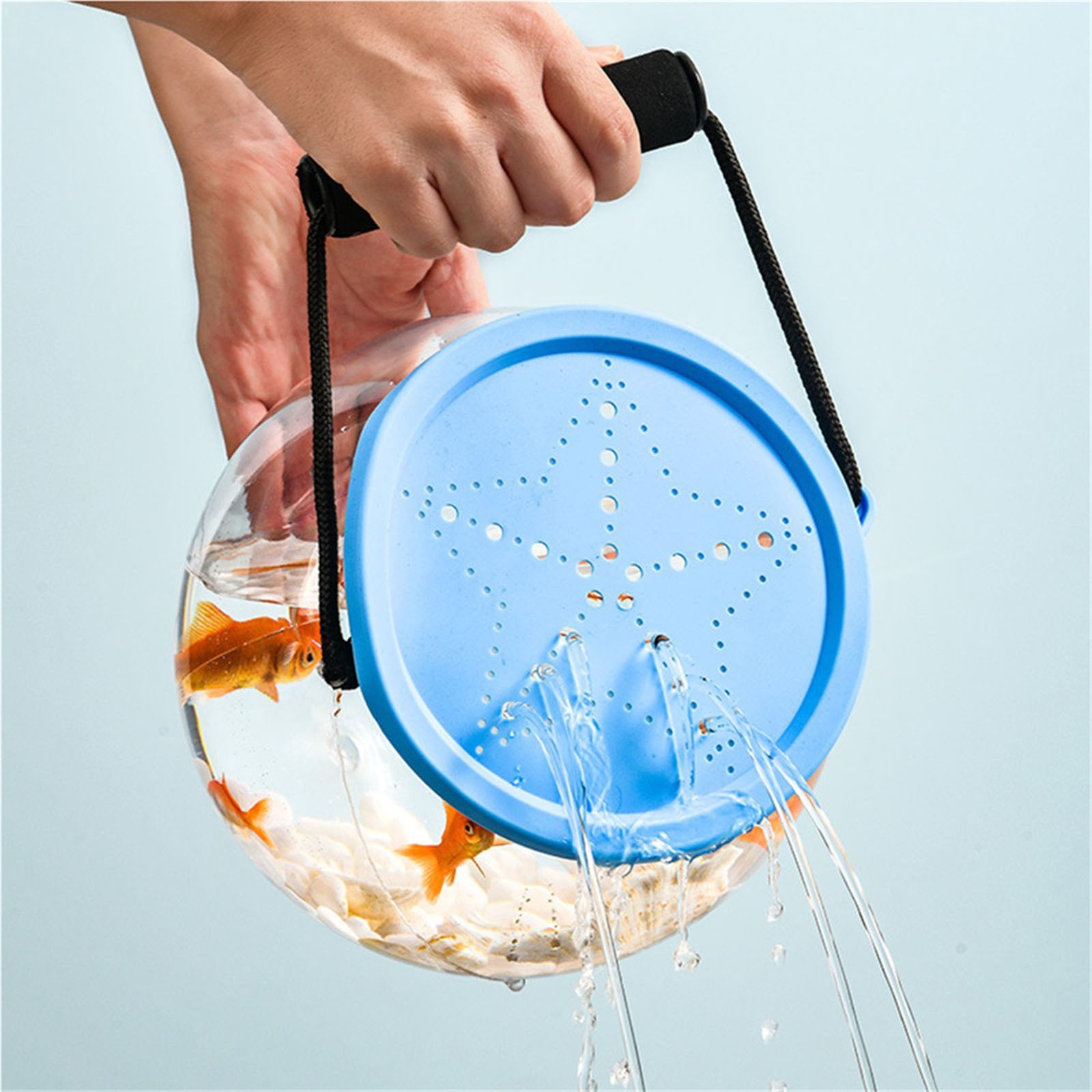 Plastic Fish Bowl, Portable Small Aquarium with Handle, Transparent Handheld Fish Tank