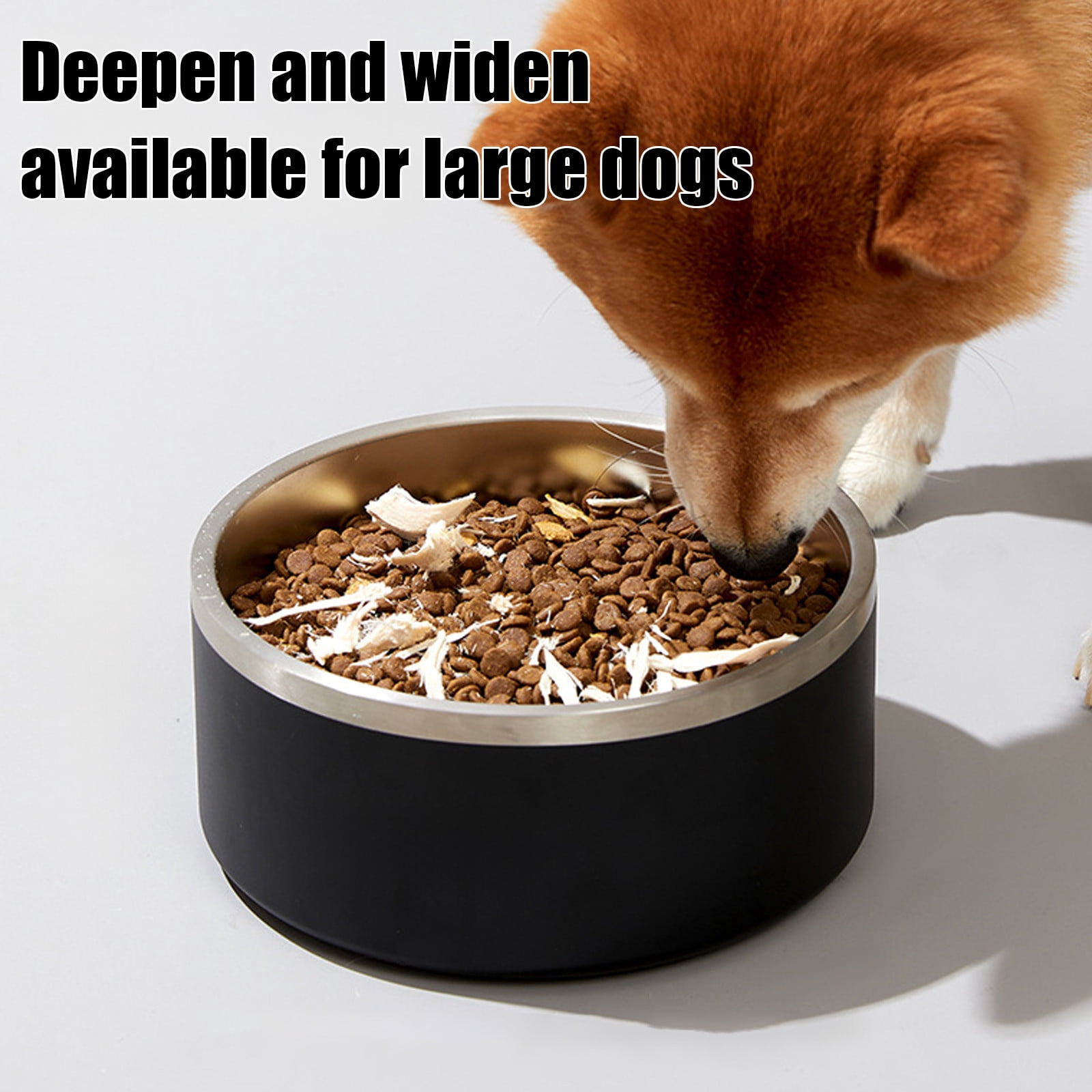 FEOLGEHLY Pets Bowl for Dogs and Cat, 304 Stainless Steel Cat/Dog Bowls Water and Food Feeder Dish for Small to Medium Pets, Non-Slip Silicone Base Pet Feeding Bowl, Pet Safe, Dishwasher Safe, Black