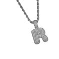 thumbnail image 1 of Colgante de Letra R Zulema con circonita cúbica Accesorios de hip-hop oro blanco, 1 of 7