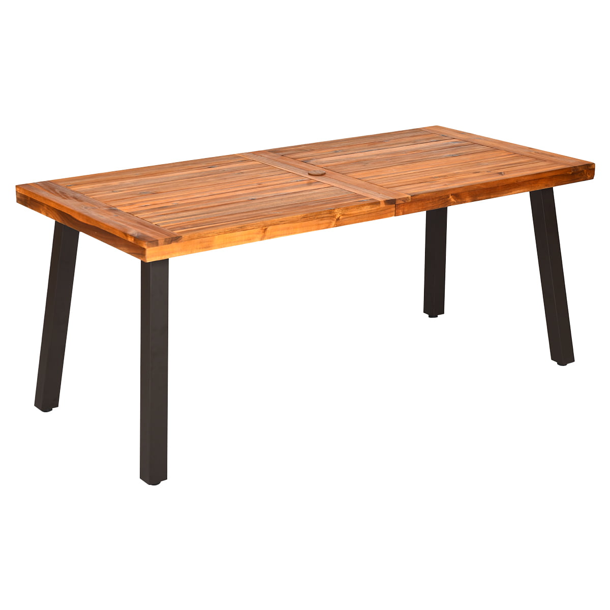 Costway Acacia Wood Outdoor Dining Table Patio Rectangle 