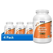(4 pack) NOW Supplements, Whole Psyllium Husks, Non-GMO Project Verified, Soluble Fiber, 12-Ounce