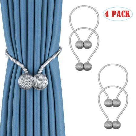 Window Curtain Holders Magnetic Curtain Tiebacks, 2-pack Decorative Rope Curtain Holdback Elegant Pearl Ball Magnetic Buckle,Drape Tie Backs Holders Holdbacks Decorative Handmade Rope Clips for Window Décor Bedroom ()