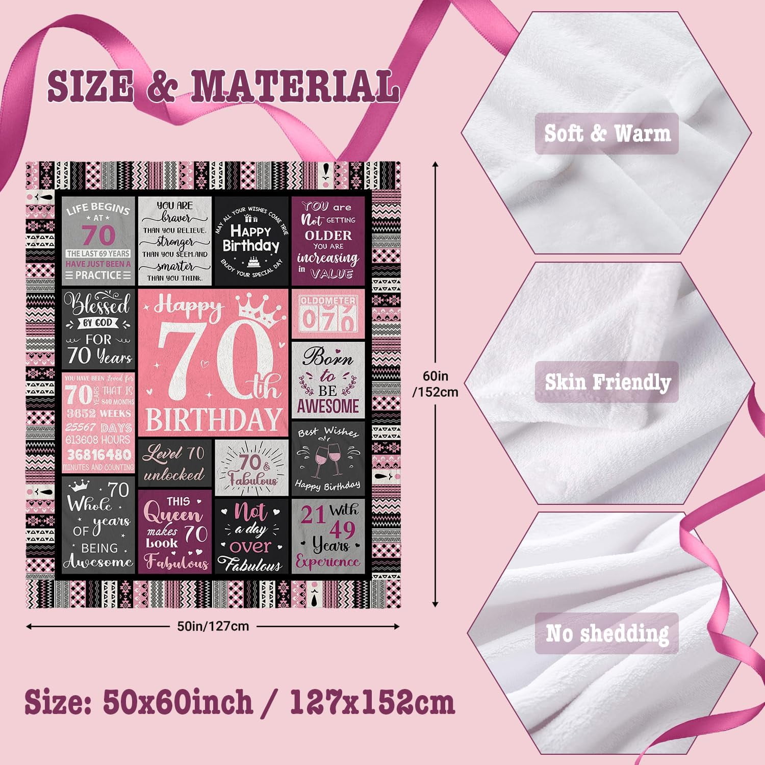 70th Birthday Gifts for Women, 70th Birthday Decorations for Women, Gifts for A 70th Birthday, Happy 70th Birthday Gifts for 70 Year Old Woman, 1954 Birthday Gifts for Women Blanket 50"x60"
