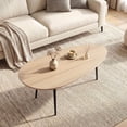 thumbnail image 2 of Costway Oval Coffee Table with Sturdy Metal Construction & Compact Design, Retro Sofa Table Natural, 2 of 10