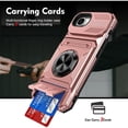 thumbnail image 1 of For Apple iPhone 17e/16e Phone Case with Finger Ring Holder Kickstand, Card Slots，Heavy Duty Shockproof Rugged Protective Working with Magnetic Car Phone Mount,Rose Gold, 1 of 8