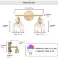 thumbnail image 3 of Bathroom Light Fixtures, 2-Light Brass Vanity wall Light Over Mirror with Clear Tulip Glass Shade for Bedroom Living Room (Bulb Not Included), 3 of 9