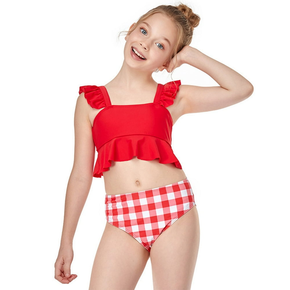 Hawee HAWEE Two Piece Swimsuits for Girls Rainbow Bikini Sets Ruffle