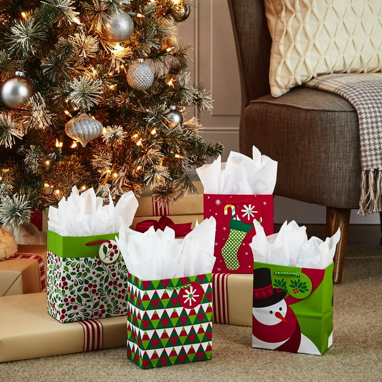 Hallmark XMAS Bulk Multi Small Christmas Gift Bag Bundle with Handles Festive Holiday Designs Pack of 8 Walmart