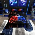 thumbnail image 2 of Erosebridal Neon Red Blue Gamepad Bedding Twin Comforter Set, Gradient Lines Down Comforter, Gamer Room Decorative, Reversible 2-Piece, 2 of 8