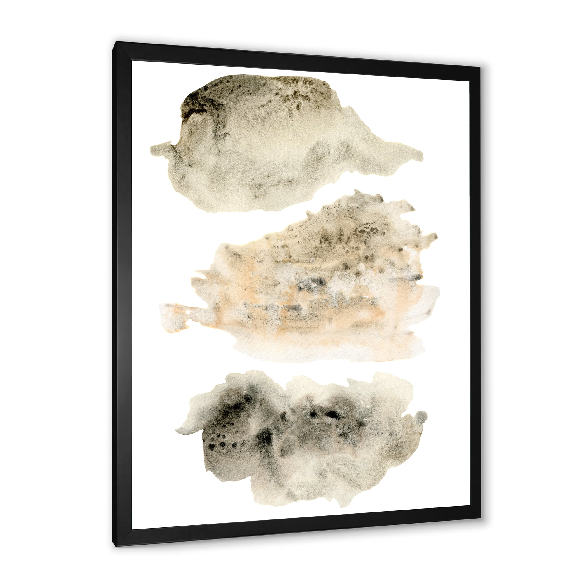 Designart 'Golden Beige and Grey Clouds I' Modern Framed Art Print