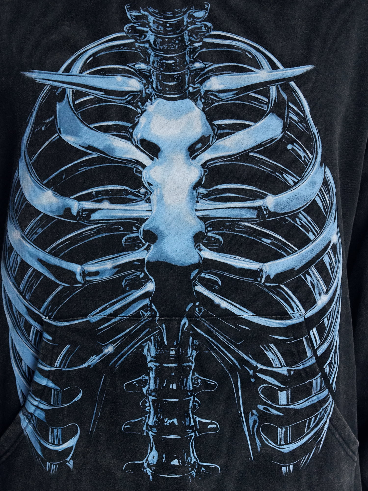 Halloween Oversized Fit Skeleton Rib Cage Graphic Fleece Hoodie Sweatshirt, Men's Sizes XS-4XLT