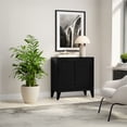 thumbnail image 3 of Harper 30" Wide Solid Hardwood Mid-Century Modern Low Storage Cabinet in Black, 3 of 12