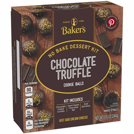 Boxed Truffle - (2 pack) Baker's Chocolate Truffle Cookie Balls No Bake Dessert Kit, 8.6 oz Box