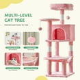 thumbnail image 6 of JIOABL 44" Multi-Level Cat Tree Tower with Hammock, Condo, Climbing Plates, Plush Toy, Kitty Playing House, Pink, 6 of 8