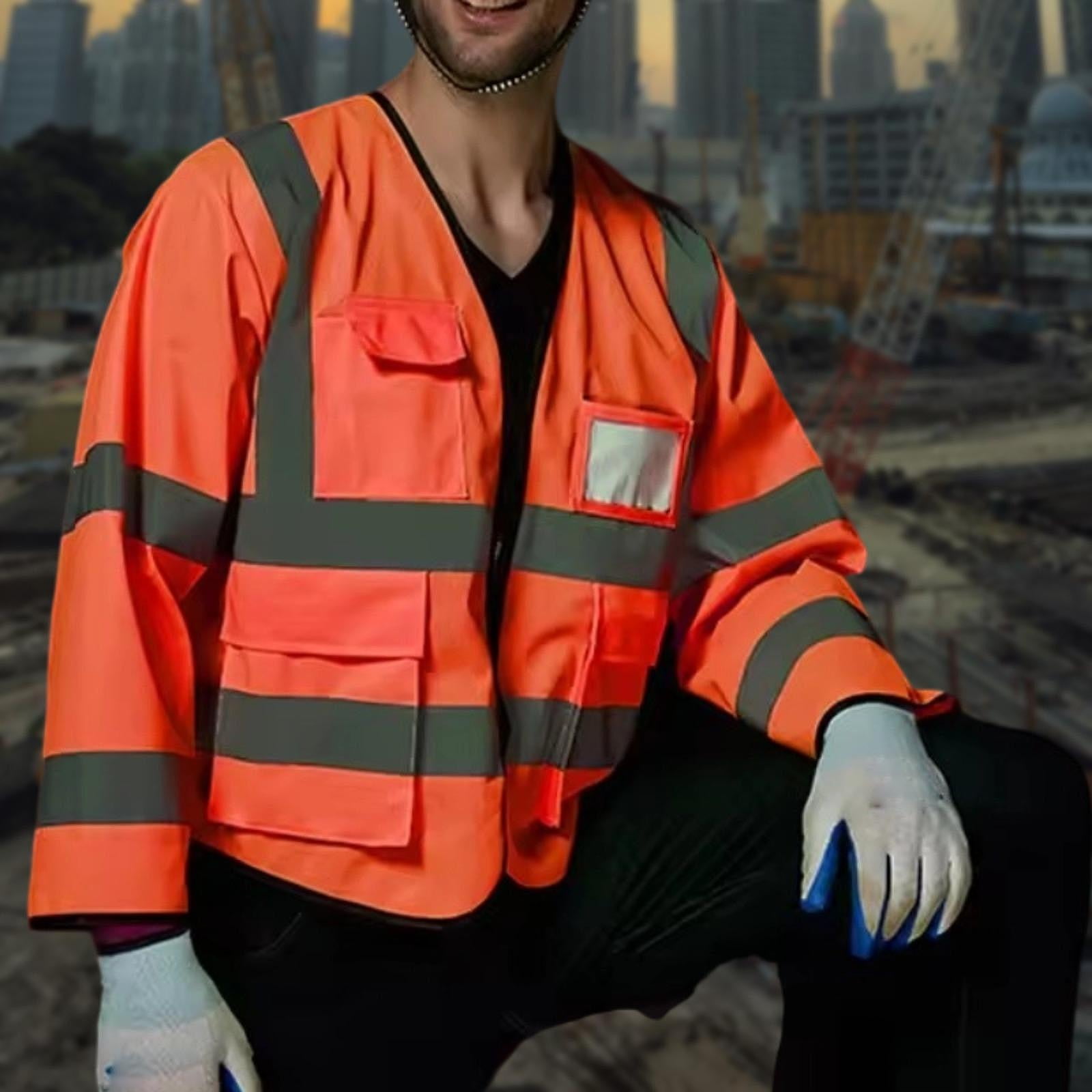 Reflective Safety Vest Long Sleeved High Visibility Lightweight Cloth for Construction Workers Outdoor