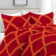thumbnail image 2 of 1 Piece Luxury Two Tone Diamond Ruffle Pattern Comforter Super Soft, All Season 800 Thread Count, 100% Egyptian Cotton, King/California King Size Orange/Red Solid Color, 2 of 4