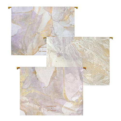 GOGODUCKS Hanging File Folders Letter Size with 1/5-Cut Adjustable Tab Durable Three Unique Marble Design Assorted 12pcs Per Box 