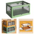 thumbnail image 4 of Decorative Foldable Storage Box Container Dust Stackable Space Saving with Lid Transparent for Office Wardrobe , green, 4 of 8