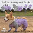 thumbnail image 5 of Full Coverage 4-Legged Dog Raincoat Waterproof All-Weather Pet Jumpsuit with Detachable Hood Anti- Dog Outfit Set for Small Medium Dogs Corgi Outdoor Walking(L), 5 of 8