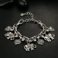 thumbnail image 2 of Ayyufe Women's Vintage Unique Carved Heart Elephant Shiny Pendant Bracelet Bangle, 2 of 5