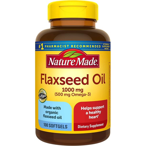 Nature Made Flaxseed Oil 1000 mg, Dietary Supplement for Heart Health