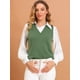 thumbnail image 2 of INSPIRE CHIC Suéter sin mangas con cuello en V de muy buen gusto para mujer Verde L, 2 of 6