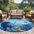 thumbnail image 4 of Funny Dinosaur Round Area Rug 5Ft Washable Circle Rugs for Living Room Bedroom, Playing Guitar Palm Tropical Blue Silhouette Non-Slip Carpet Floor Mats Indoor Outdoor Carpet Runner Home Decor, 4 of 8