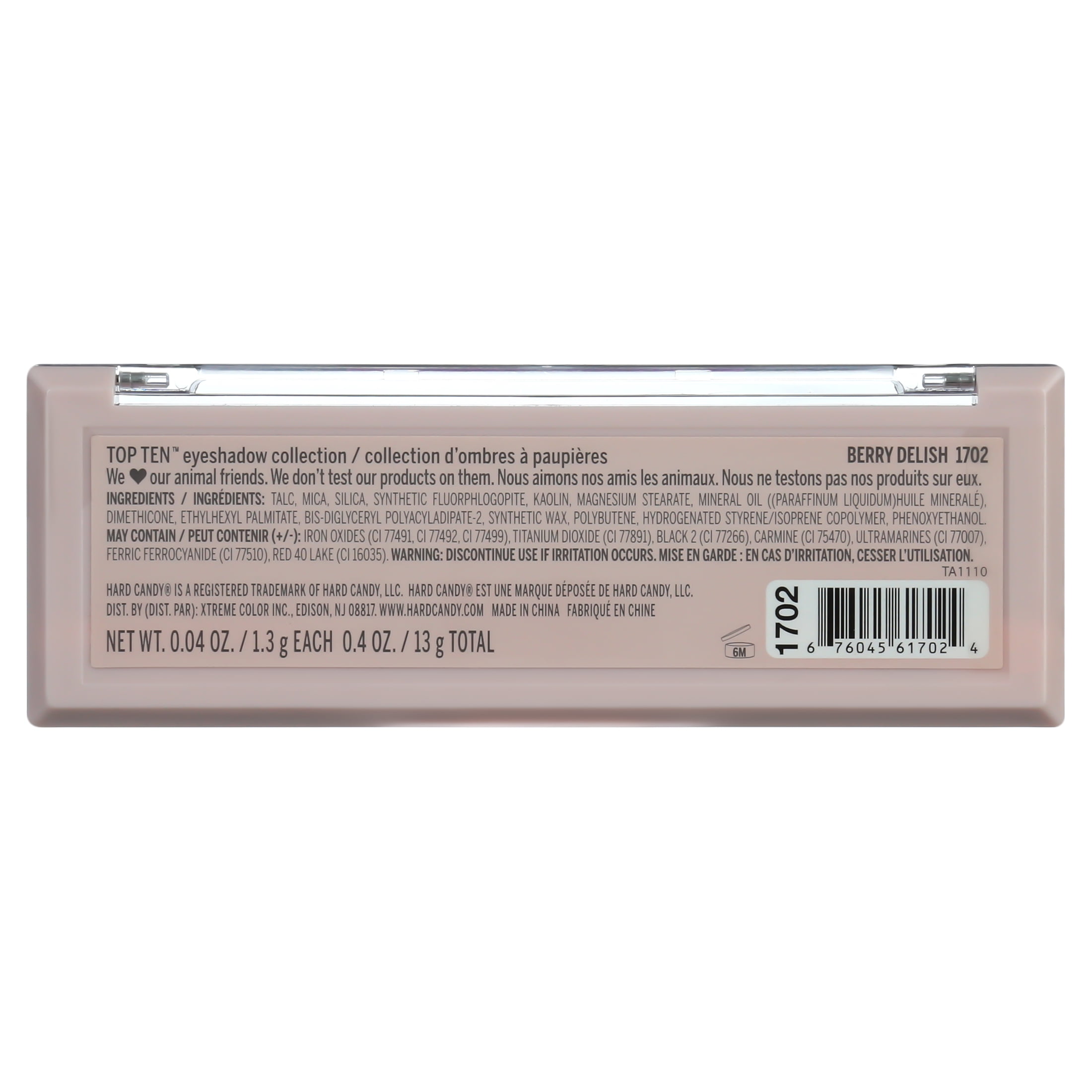 Hard Candy, Top Ten Eyeshadow Palette, 10 Long-Lasting Shades, Berry Delish, 0.4 oz