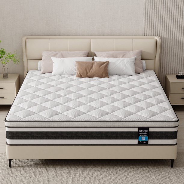 Queen Mattress,Nisien 12 Inch Hybrid Mattress in a Box, Gel Memory Foam