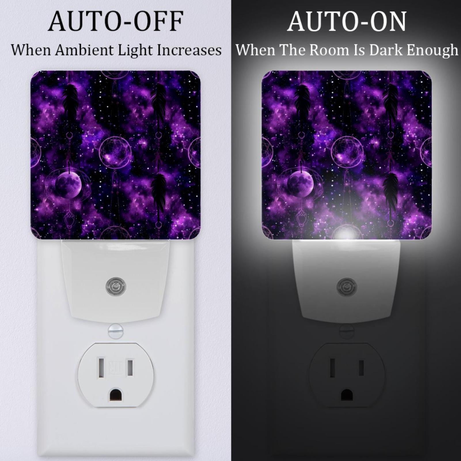 PhooArto Dreamcatcher Purple Pattern Plug in LED Night Light Auto Sensor Dusk to Dawn Decorative Night for Bedroom, Bathroom, Kitchen, Hallway, Stairs, Baby's Room, Energy Saving