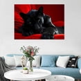 thumbnail image 3 of Mudket Black Panther Lying on Red Velvet Sofa Canvas Wall Art, Moody Luxury Wildlife Wall Prints Waterproof Canvas for Living Room Office Man Cave Home Decor , Framed Ready to Hang - 12"L x 8"W, 3 of 9