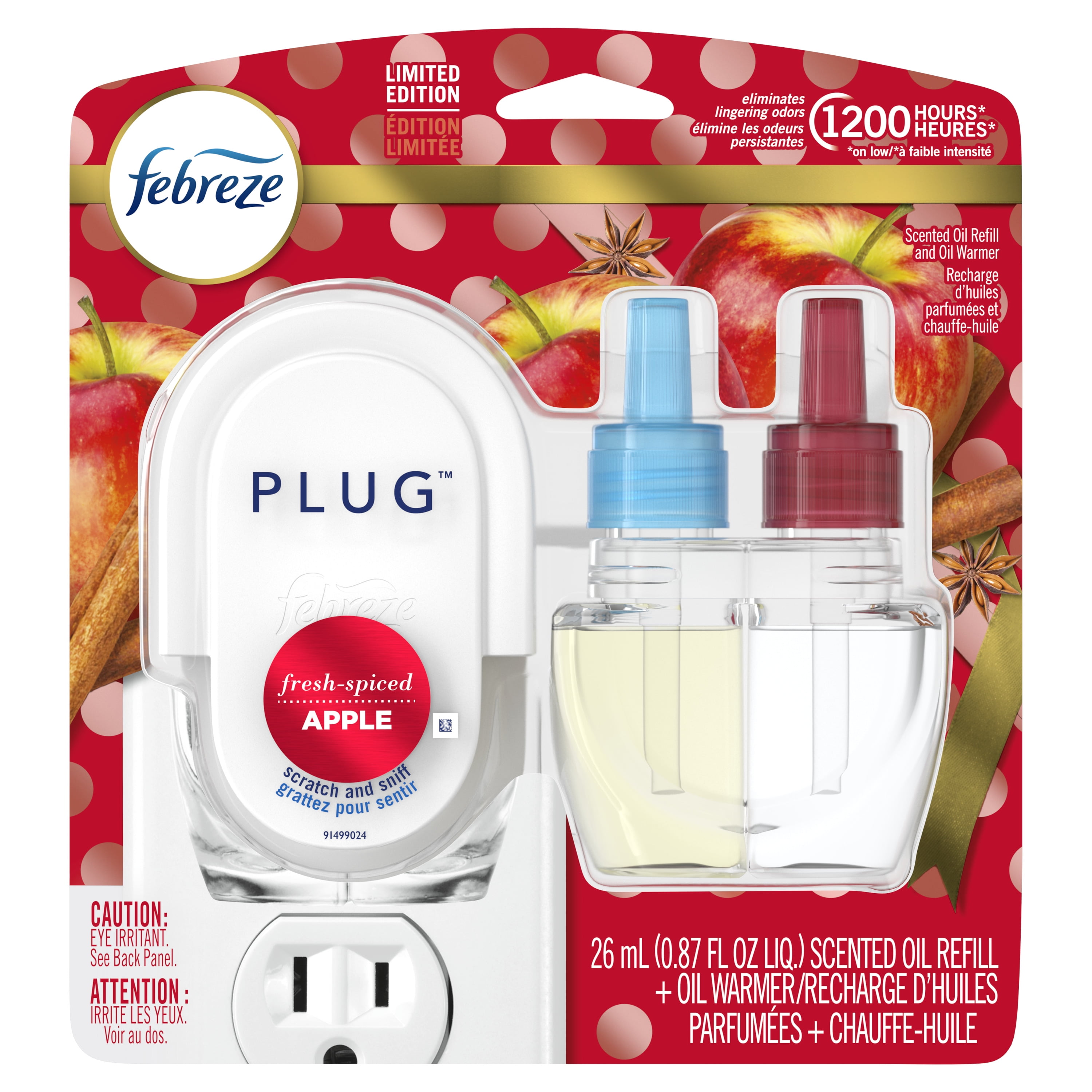 Febreze Plug OdorEliminating Air Freshener, Apple, 1 Starter Kit