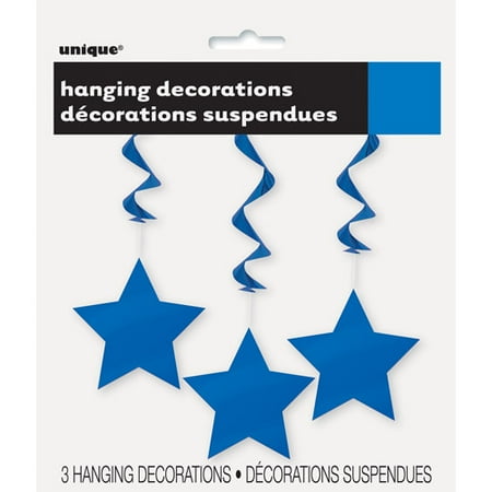 Star Hanging Decorations, 26 in, Royal Blue, 3ct
