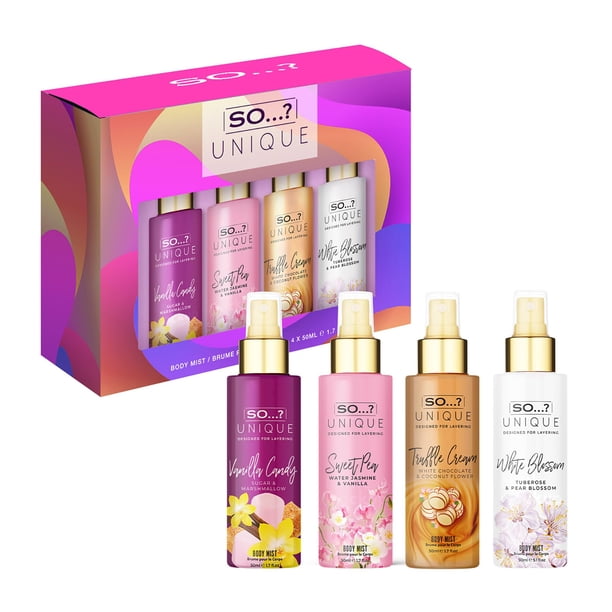 Set de perfume ¿Así que...? Bruma corporal única, 4 unidades, para mujer
