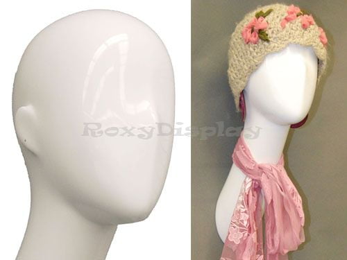 MN-520 WHITE Female Abstract Mannequin Head Form with Long Neck 