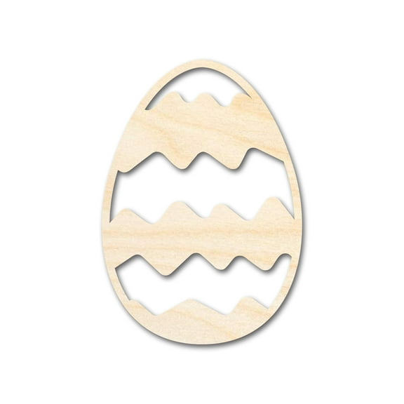 Unfinished Wood Wavy Striped Egg Shape - Easter Craft - up to 46" DIY 6" / 1/8"