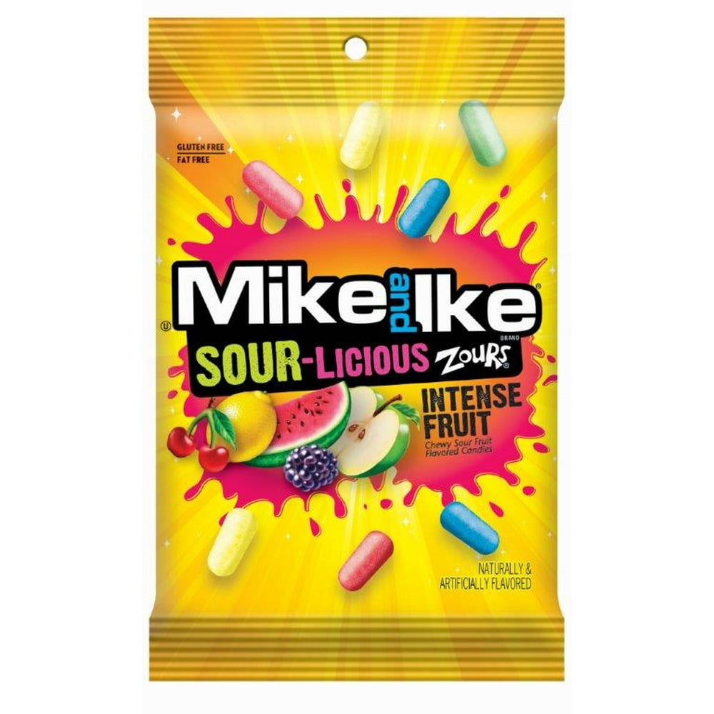 Mike and Ike Zours Sour Licious Intense Fruit Chewy Candy, 7 Ounce