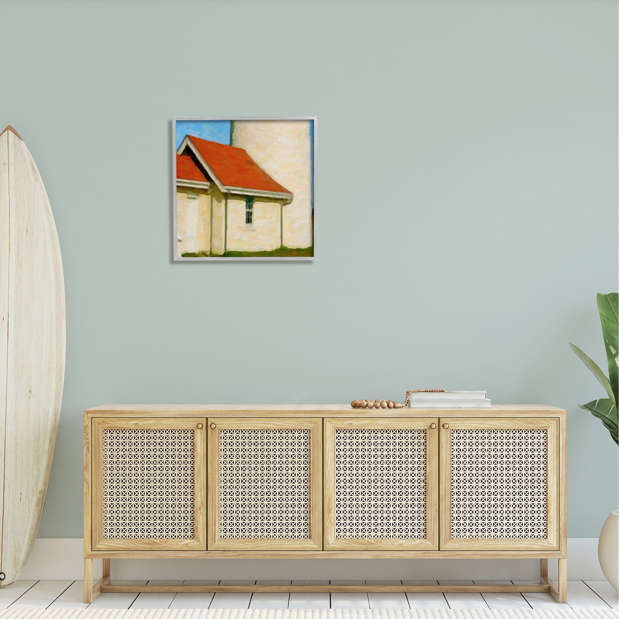 Stupell Industries Close Up Ocean Lighthouse Coastal Building Architecture Painting Gray Framed Art Print Wall Art, Design by Graffitee Studios