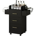 thumbnail image 4 of DreamCurship Beauty Salon Trolley Cart, Salon Cabinet with 360°Wheels, 3 Drawer, 6 Tool Holders, Barber Hair Stations for Salon Beauty Spa, Black, 4 of 7